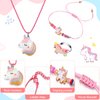24 Pcs Little Girl Jewelry Set Kids Unicorn Necklace Cute Woven Bracelet Ring for Girls Pretend Dress up Party Favor (Cute Style)