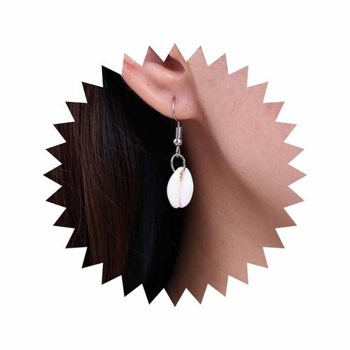 Sttiafay Boho Shell Dangle Earrings Silver Shell Drop Earrings Beach Cowrie Earrings Summer Ocean Shell Earrings Jewelry for Women and Girls