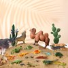 MiniInflat 25 Pcs Desert Animals Figurines Set Model Trees Kit Desert Diorama Supplies Animals Figures with Tree and Cactuses Figurines Resin Insects for Kids Birthday Party Favors School Projects