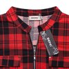 BEPEI Plaid Shirts for Women,3/4 Sleeve Collared Flannel Zip up V Neck Slim Fitted Tunic Tops Cowgirl Button Down Dressy Casual Work Checked Blouse Fall Fashion 2024,Black Red 2XL