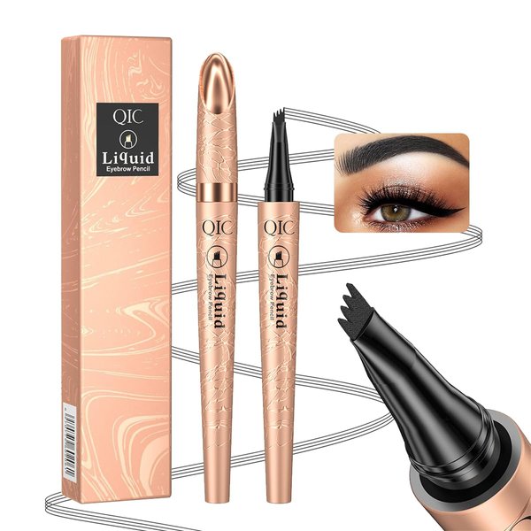 Eyebrow Pencil,Black 4-Point Micro-Fork Tip Eyebrow Pen,Smudge-Proof Portable Microblading Eyebrow Pencil,Eye Makeup Long-Lasting Waterproof To Create Exquisite Natural Eyebrow Hair for Women