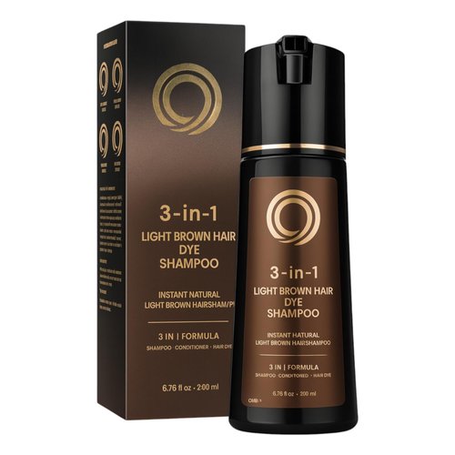 LIGHT BROWN Hair Dye Shampoo – Natural Hair Color & Gray Coverage in One Step – Herbal Color Shampoo with Conditioner – Ammonia-Free for All Hair Types – 6.76 fl oz