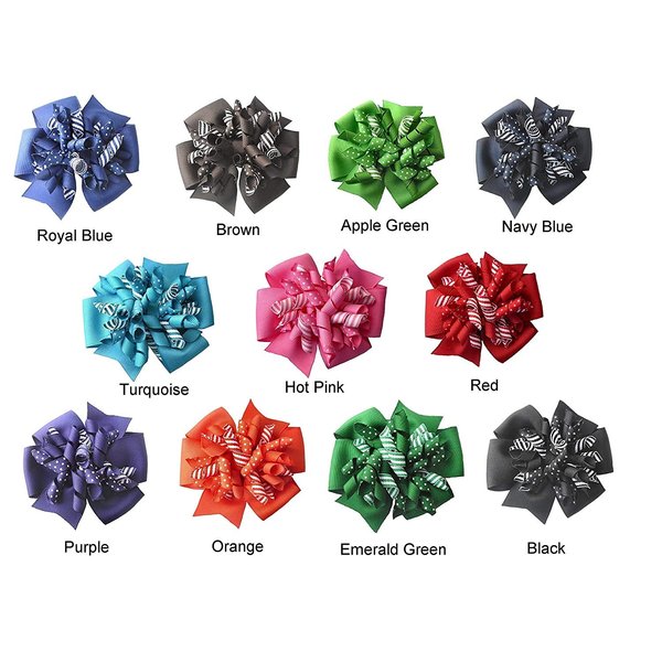 Dots and Stripes Suzie Q Korker Hair Bow (11 Colors)