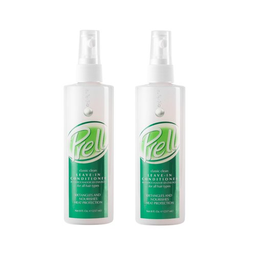 Prell Classic Clean Leave-in Conditioner, Detangles and Nourishes Heat Protection 8 fl. oz for All hair Types, 2 Pack