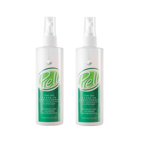 Prell Classic Clean Leave-in Conditioner, Detangles and Nourishes Heat Protection 8 fl. oz for All hair Types, 2 Pack