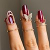 SMUOBT 3PCS Nail Ring for Women Rhinestone Tip Nail Rings Jewelry Fingertip,Nail Art Charms Accessories False Nail Crystal Gold Fingernail Rings for Gifts