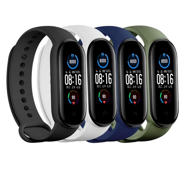 (4/5/8 PACK) Xiaomi Mi 5 & Mi 6 Strap/Amazfit Band 5 Replacement Bands for Mi Band 5 & Mi 6 SmartWatch Bands & Amazfit Band 5, Skin-Friendly Soft & Flexible Silicone Straps for Male and Female