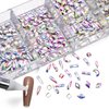 3100Pcs Nail Crystal Rhinestones Kit, Mix Shapes AB Glass, 3D Diamonds Flatback Crystals, with a Drill Pen, Nail Crystal Non Hotfix, Nail Art Decoration (AB Rhinestone)