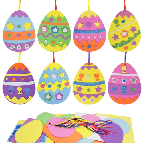 Fennoral 18 Pack Easter Egg Craft for Kids Make You Own Eggs Foam Stickers Ornament DIY Easter Arts and Crafts for Party Supplies Easter Decoration Easter Gifts