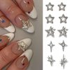30 Pcs Star Nail Charms 3D Alloy Crystal Stars Nail Silver Star Nail Art Charms for Acrylic Nails Star Designs Nail Rhinestones Gems for Women and Girls DIY Jewelry Decoration Nail Supplies