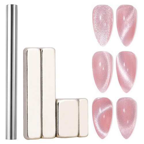 YECIRALA 5pcs Nail Art Cat Eye Magnet For Nails Art Big Cylindrical And 4 Pcs Mini Magnet Combination Set For Cat Eye Gel Nail Polish Magnet Grandient Designs Tool Magnetic Nail Art Magnets Tool