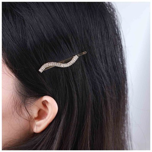 Andelaisi Vintage Rhinestone Hair Clip Gold Crystal Wedding Hair Barrettes French Crystal Hairpin Barrette Sparkly Cz Hair Pins Hairclip Bobby Pins Crystal Wedding Headpieces Bridal Hair Accessories
