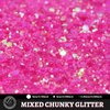 LEOBRO Pink Glitter, Glitter, 150g/5.29oz Hot Pink Chunky Glitter, Craft Glitter Body Glitter Face Glitter, Pink Sequins Chunky Glitter for Resin DIY Crafts, Pink Festival Christmas Glitter