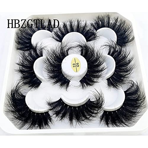 HBZGTLAD new 5 Pairs 25 mm 3d Mink Lashes Bulk Faux with Custom Natural Mink Lashes Pack Short Wholesales False Eyelashes (9D-03)