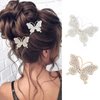 Bartosi Butterfly Hair Clips Gold Rhinestone Butterfly Hair Barrettes Bridal Hair Pins Hair Pieces Hair Accessories for Women and Girls (Pack of 2)