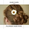 Daisy Hair Clips Hawaiian Flower Hair Clip Boho Sunflower Hair Barrettes Floral Hair Pins Small Alligator Hair Accessories for Costume Beach Party 8PCS(White-a)