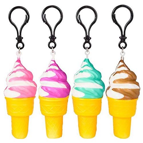 4 inches Squish Ice Cream Cone Clip On, Case of 6