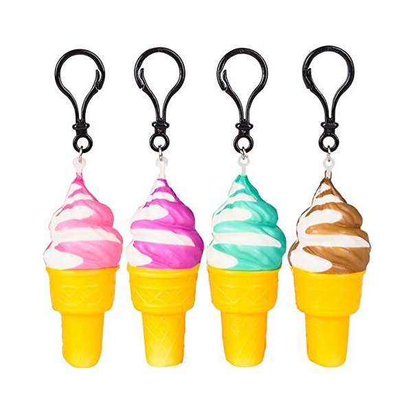 4 inches Squish Ice Cream Cone Clip On, Case of 6