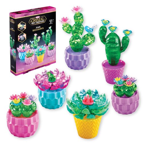 RoseArt Crystal Gem Creations Jewel Succulents Kit, 175+ Pieces, Great for Adults, Tweens and Children Ages 8+