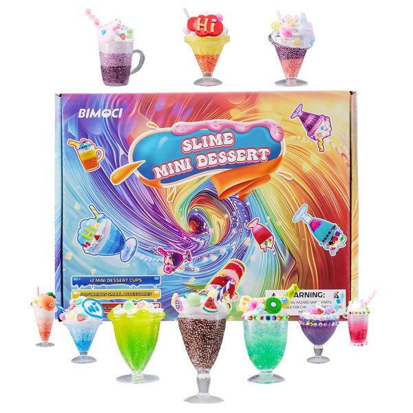 100+ Pcs Slime Dessert Cup Making Craft Kit for Girls Boys,Birthday Idea for Kids Age 4+,3 Primary Colors, Fun Party Gift,DIY Art,Mini Play Food,Make it Mini