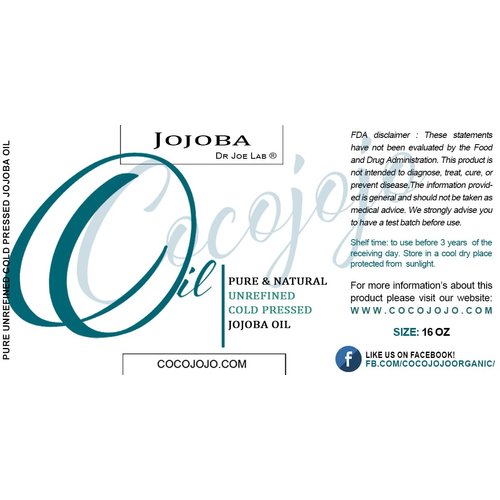 Cocojojo Jojoba Oil Organic, Jojoba Oil for Hair Growth, Jojoba Oil for Skin, Jojoba Oil for Face, 100% Pure Natural, Cold Pressed, Deep Moisturizing Anti-Aging, Essential Oils - 16 Fl Oz