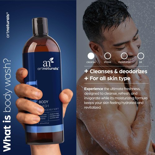 artnaturals Men’s Fresh Body Wash– Natural Shower Gel that Cleanses, Refreshes, Deodorizes & Moisturizing (16 Fl Oz -Pack of 1)