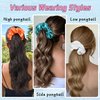 BUPPLER Ponytail Extension with Scrunchies Ponytail Wig Claw Clip in Fake Ponytail Hair Extensions Synthetic High/Low Pony Tail Hair Piece for Women (Orange Scrunchie Brown Ash Blonde Wavy)