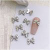 30Pcs Silver Bow Nail Charms Cute 3D Bow Alloy Nail Art Charms Kawaii Long Ribbon Bowknot Nail Designs Accessories Y2K Silver Big Bow Nail Decoration Supplies for Women Girls Nail Art
