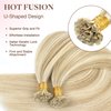 GOO GOO U Tip Hair Extensions Real Human Hair, 20inch 50g 50S, Hot Fusion U Tip Hair Extensions, Invisible Remy Hair Extensions, 18A/613A Dark Blonde Highlighted Bleach Blonde
