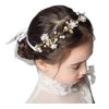 YoralCrea Flower Girl Headpiece Princess Crystal Wedding Headband Baby Girls Flower Crown Pearl Hair Accessories for Birthday Party (gold 2)