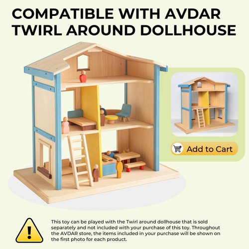 AVDAR Wooden Dollhouse Furniture and Accessories Set, 18 Pcs Miniature Doll House Furniture with Wood Dolls for Bedroom/Living Room/Dining Room Pretend Play Furniture Toys for Kids Boys Girls Age 3+