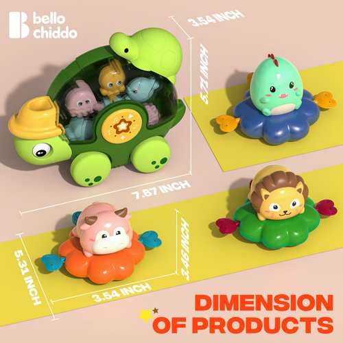 Bath Toy with Floating Squirting Toys, Swimming Animals丨Temperature Measurement丨Strong Suction丨Toddler Bath Toys with Amphibious Turtle Toddler Bathtub Bath Toys for Toddlers 1-3 4 5 6