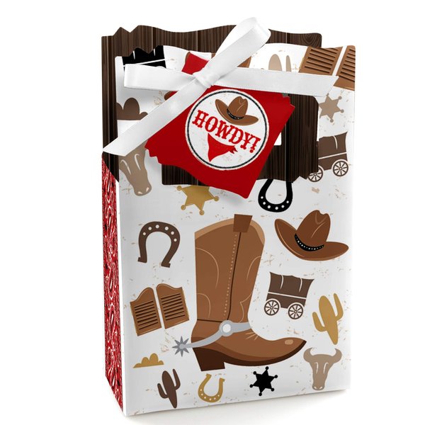 Big Dot of Happiness Western Hoedown - Wild West Cowboy Party Favor Boxes - Set of 12