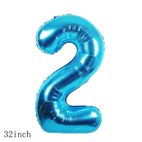 Chaungfu Balloons, 11 pcs Foil Balloons 2 Year Old for 2st Birthday Party Supplies Decoration, Confetti Balloon Kids Years (2th, Blue)