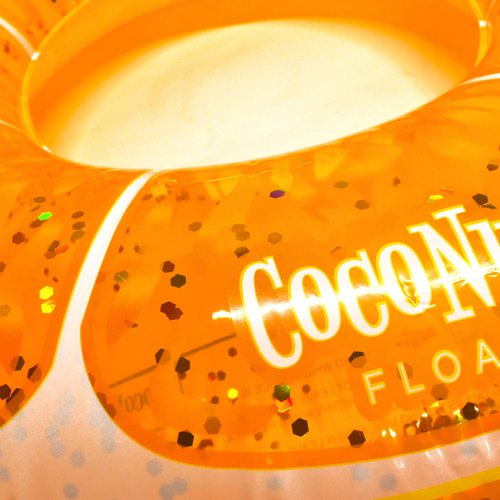 CocoNut Float Tangerine Orange Glitter Pool Float – Inflatable Ring Float – Durable Long Lasting 3.5 Foot Lounge Tube and Water Toy – Colorful Decoration for Summer Parties, Events – Ages 8+ Years