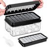 Ice Cube Tray with Lid and Bin, 32 pcs Ice Trays, Easy to Release Ice Trays for Freezer, Ice Cube Tray Mold, with 1 tray, Ice Freezer Container for Whiskey, Cocktail, Black