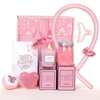 Heatless Curls Gift Set, Unique Birthday Gifts for Women - Rose SPA Gift Idea Including Heatless Hair Curler, Bath Bombs, Bath Salts, Candles, Soap and Thank You Card