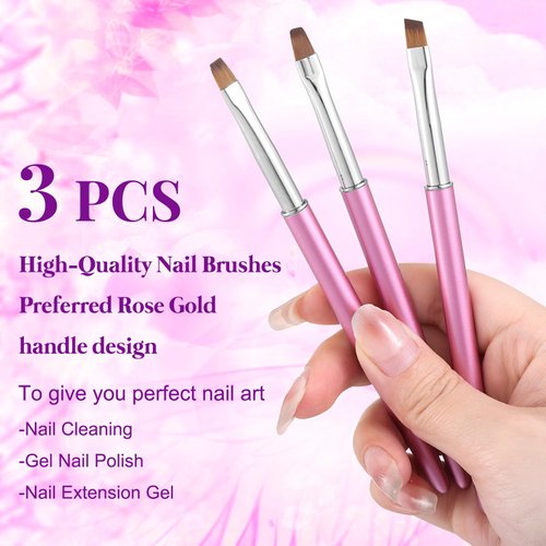 INENK Metal Purple Nail Art Clean Up Brushes for Cleaning Polish Mistakes on the Cuticles, Acetone Resistant Nail Brush, Fingernail Cleaning Brushes for Nail Art and Designs (Round&flat&Bevel)