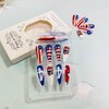 24 Pcs 4th of July Long Press on Nails Pointed Almond Fake Nails with American Flag Star Red Lips Patriotic Design Cute Acrylic Nails Full Cover Glue on Nails Independence Day False Nails for Women