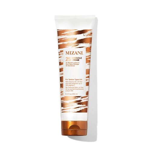 Mizani 25 Miracle Leave-In Cream | Adds Lightweight Moisture & Touchable Softness | Heat Protectant Treatment | With Coconut Oil | For Curly Hair | 8.5 Fl. Oz.