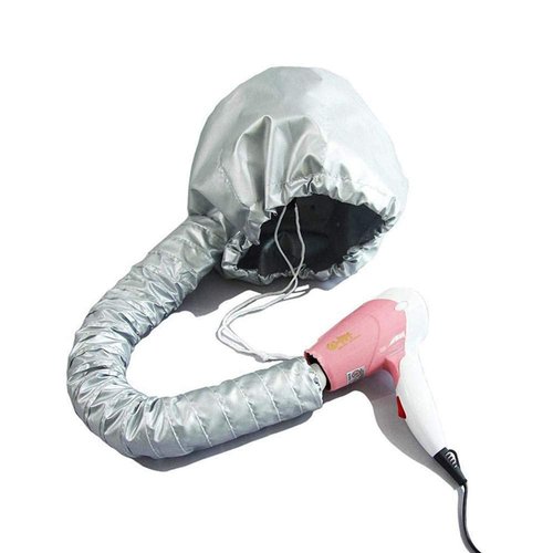 FMELAH Safety Hair Dryer Cap Portable Soft Hair Drying Salon Cap Hair Mask Baking Oil Cap Hair Dryer Hat for Hand Held Hair Dryer Attachment (Silver)