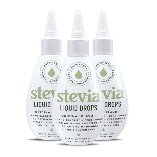 Stevia Liquid Drops, 2oz 3-Pack, Pure Concentrated Liquid Stevia Drops with Zero Calories & Zero Carbs, Delicious Sugar Substitute Great for Keto & Paleo Diets, by Natrisweet