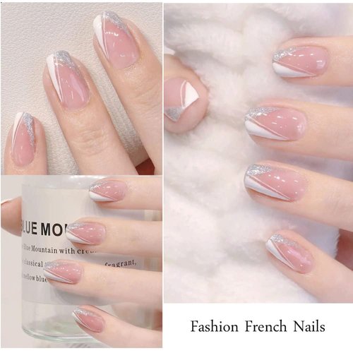 French Nail Stickers Colorful V Shape Nail Decal 3D Self-Adhesive Nail Art Stickers French Tip Nail Guides Design Acrylic Nail Art Supplies for Women Girls DIY Decoration Manicure Tips (8sheets)