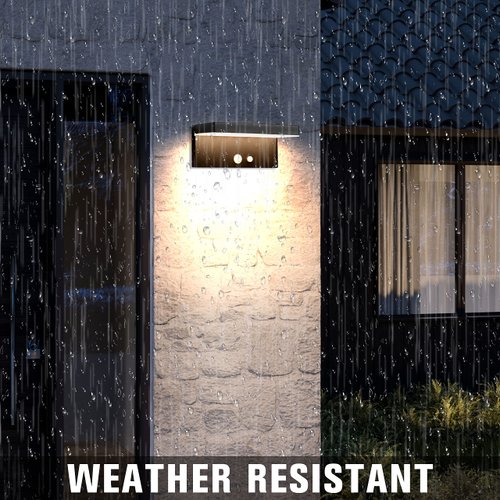 BRIMMEL Solar Wall Light Outdoor, 3 Light Modes, Motion Sensor Solar Sconce, Dusk to Dawn, 10 Hours Battery Life, 600 Lumen Super Bright Solar Address Light for Fence Patio Porch, Aluminum, Black