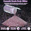 Yosca 5g Sparkle Cosmetic Grade Holographic Magic Purple Makeup Glitter Loose Body Shimmer Powder for Glitter Eyeshadow Lip Face Paint Concert Festival Rave Accessorise - Bling Rose