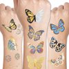 CHARLENT Glitter Butterfly Tattoos for Girls - 93 PCS Gold Glitter Butterfly Daisy Temporary Tattoos for Party Favors Decoration