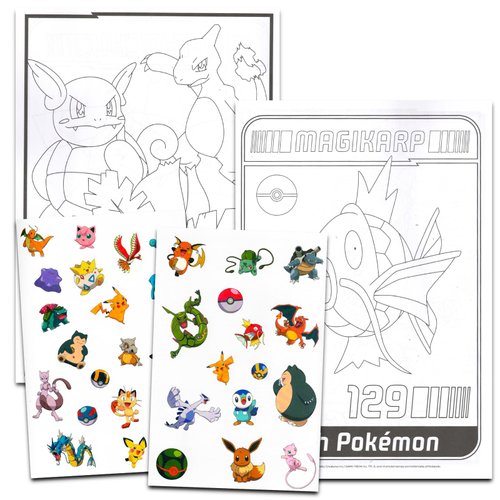 Pokemon Tattoos Party Favors Bundle - 50+ Pokemon Temporary Tattoos for Kids, Boys, Girls Plus Pokemon Cards, More | Pokemon Party Supplies Set