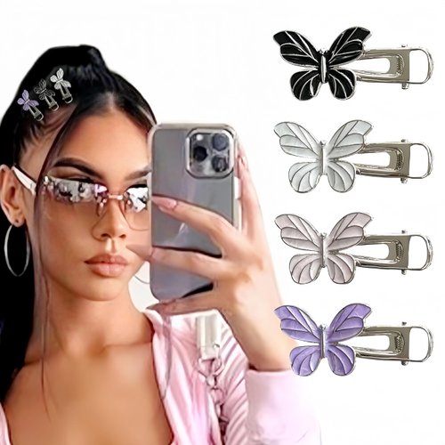 JeVenis 4 PCS Butterfly Kawaii Hair Y2K Hair Clip Y2k Accessories Star Y2k Hair Clips Y2k Hair Accessories Emo Hair Accessories Disco Hair Accessories