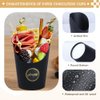 50 Sets 14oz Disposable Charcuterie Cups with 200 Sticks, 50 Bags & 50 Stickers | Eco-Friendly Snack Holders for French Fries, Fruits, Desserts | Birthday Wedding Party Supplies （black）