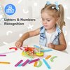 Bimi Boo Wooden Stacking Letters and Numbers Construction Activity Set for Toddlers, Peg Board Shape Sorter for Learning ABCs, Numbers, Emotions (28 Sticks, 1 Board, 1 Guide Booklet)